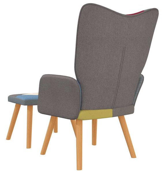Relaxační křeslo se stoličkou patchwork textil 328184