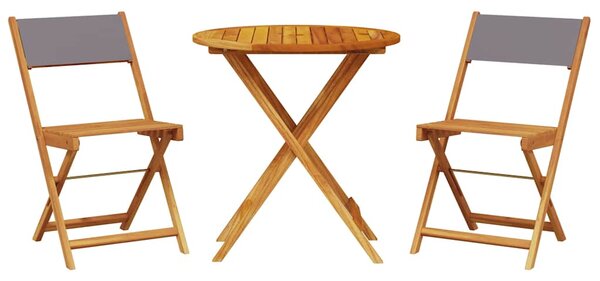 3dílný bistro set antracitový textil a masivní dřevo 3281845
