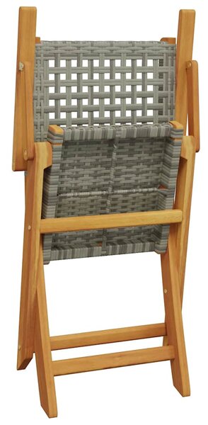 3dílný bistro set šedý polyratan a masivní dřevo 3281875