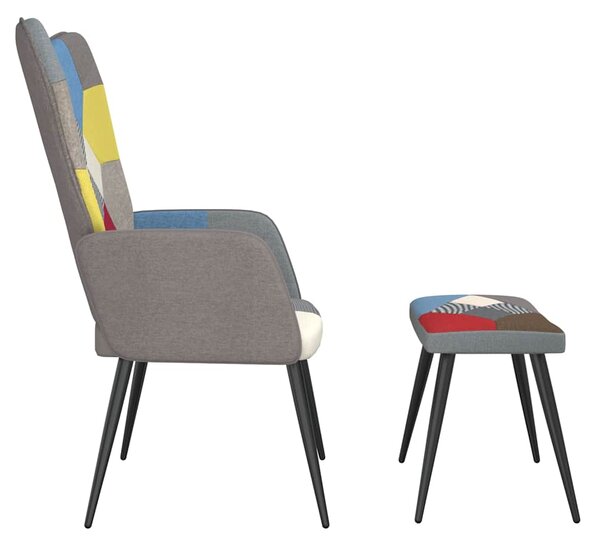 Relaxační křeslo se stoličkou patchwork textil 328186