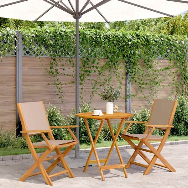 3dílný bistro set taupe textil a masivní dřevo 3281858