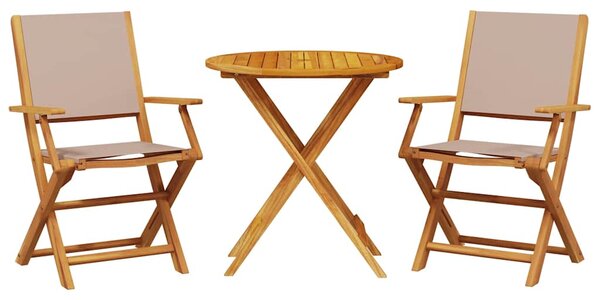 3dílný bistro set taupe textil a masivní dřevo 3281858