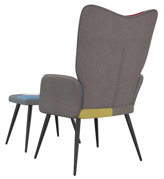 Relaxační křeslo se stoličkou patchwork textil 328186