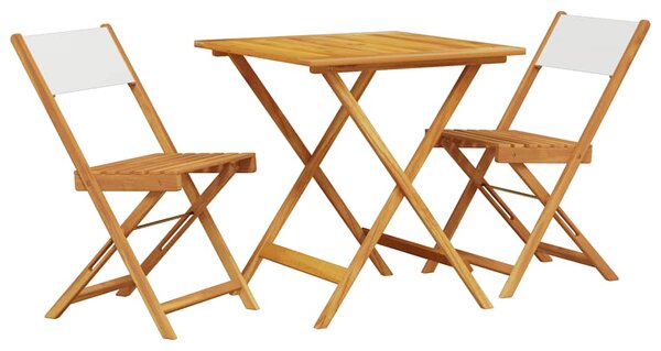 3dílný bistro set krémově bílý textil a masivní dřevo 3281868