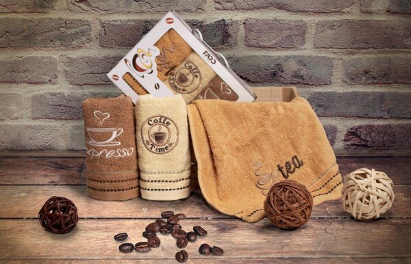 Faro Sada bavlněných ručníků Coffee 30x50 cm