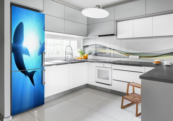 Nálepka fototapeta lednička Siluety žraloků FridgeStick-70x190-f-69178156