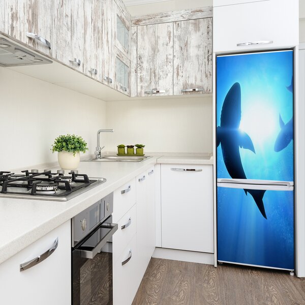 Nálepka fototapeta lednička Siluety žraloků FridgeStick-70x190-f-69178156