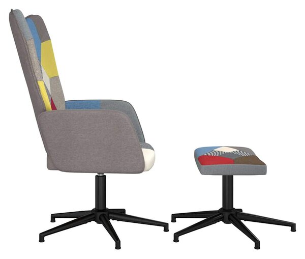 Relaxační křeslo se stoličkou patchwork textil 328188