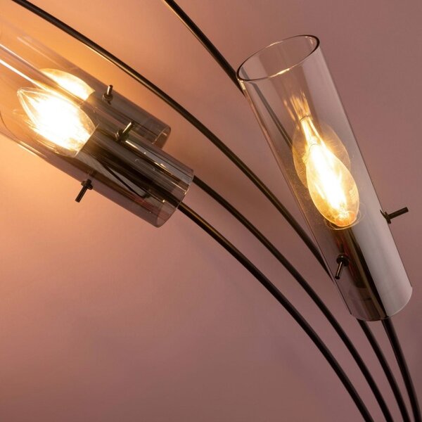 Brilliant 99208/06 Stojací oblouková lampa GLASINI kouřové sklo