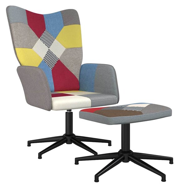 Relaxační křeslo se stoličkou patchwork textil 328188