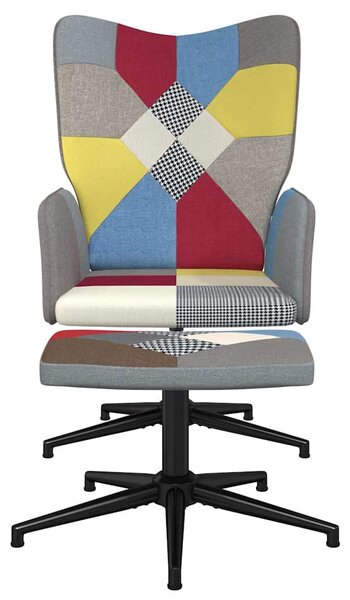 Relaxační křeslo se stoličkou patchwork textil 328188