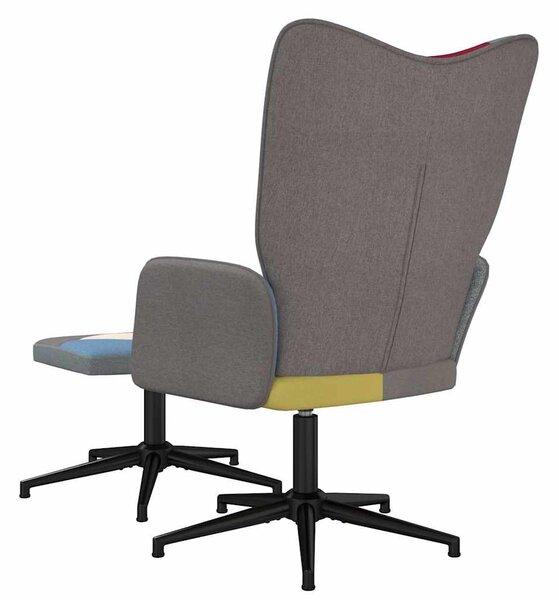 Relaxační křeslo se stoličkou patchwork textil 328188