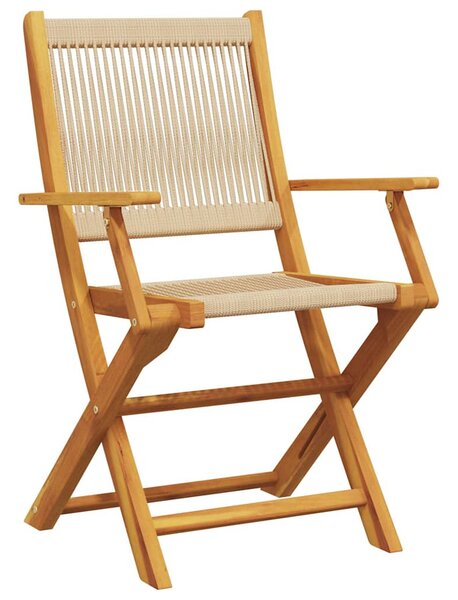 3dílný bistro set béžový polypropylen a masivní dřevo 3281879