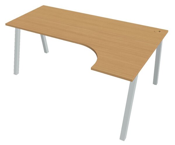 Kancelářský rohový stůl UEA 1800L, deskaakát, bílá RAL 9016