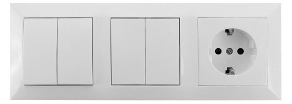 Aigostar - SADA 2x Spínač domovní 2-tlačítkový se zásuvkou 1x16A/250V SCHUKO
