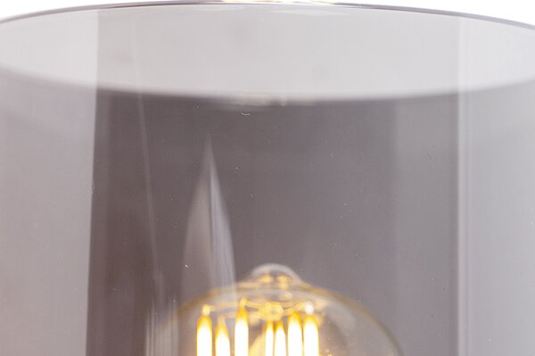 Designová nástěnná lampa černá s kouřovým sklem - Dome