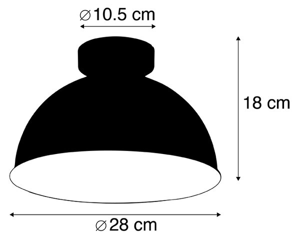 Průmyslové stropní svítidlo černé & zlaté 28 cm - Magnax