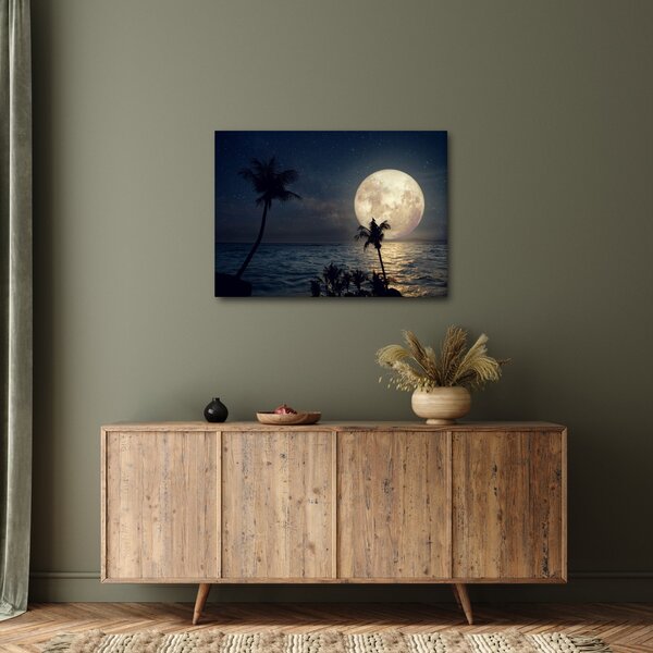Obraz - Pláž s úplňkem (70x50 cm)