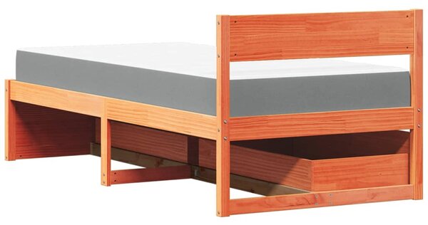 Postel se zásuvkami a matrací voskově hnědá 90x190 cm borovice 3281921