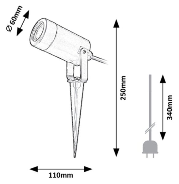 Rabalux Zahradní svítidlo zapichovací Krobia pro LED žárovku GU10 7814
