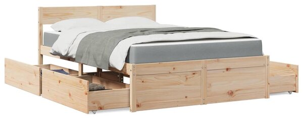 Postel se zásuvkami a matrací 120 x 200 cm masivní borovice 3281901