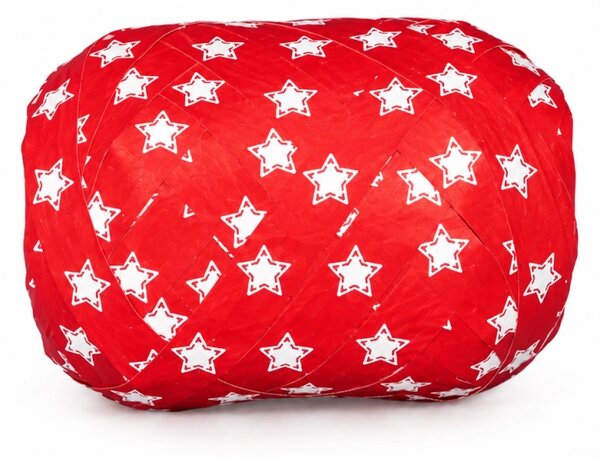 Vánoční vázací stuha NEPTUNO RED červená (velké Mega klubko) 10mm x 20m