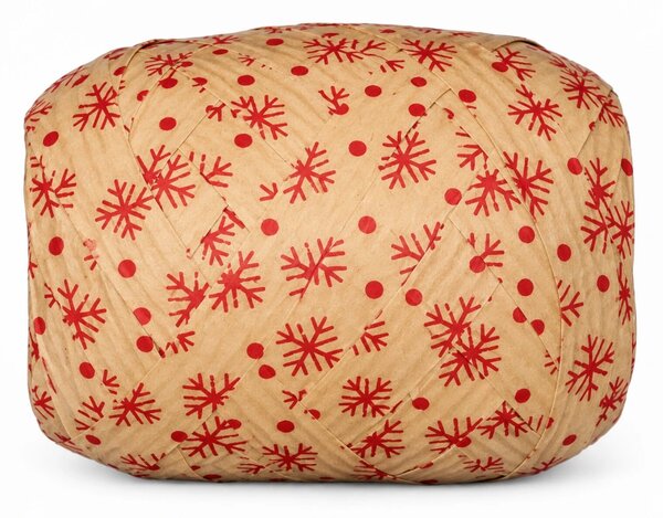 Vánoční vázací stuha MEGA NATURO Vločky červené (velké Mega klubko)10mm x 12m