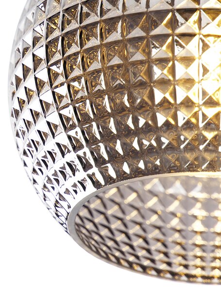 Stropní svítidlo Art Deco černé s kouřovým sklem - Sphere