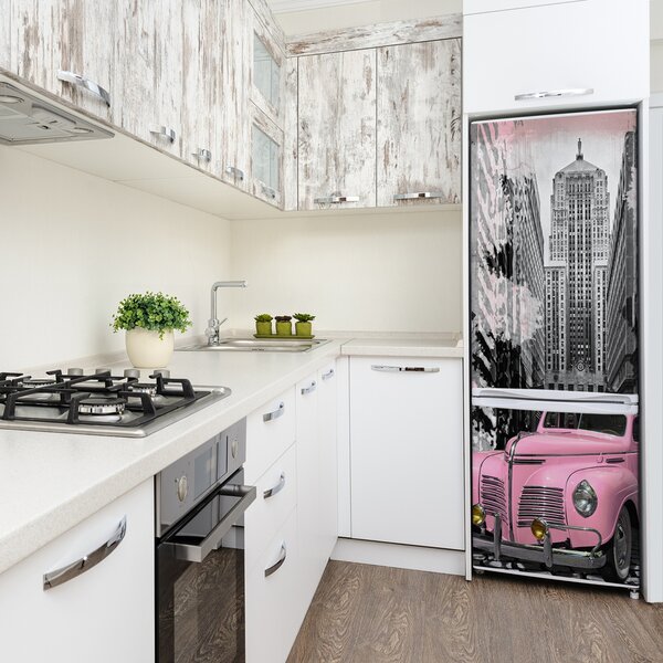 Samolepící nálepka na ledničku Růžové auto FridgeStick-70x190-f-71205582