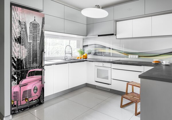 Samolepící nálepka na ledničku Růžové auto FridgeStick-70x190-f-71205582