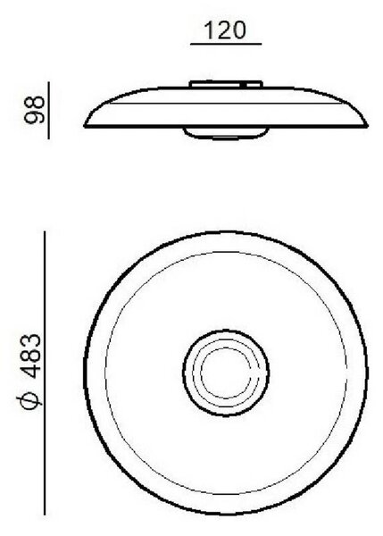 Linea Light LED stropní svítidlo Basin_P, černé, kov, Ø 48 cm, stmívatelný, Černá, Obývací pokoj / jídelna, Hliník, Moderní