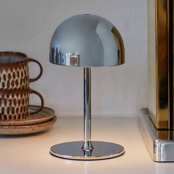 Sirius LED stolní lampa na baterie Tim, chromová, výška 22 cm, IP54, Obývací pokoj / jídelna, kov, Moderní