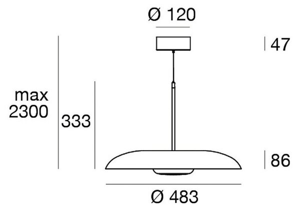 Linea Light Závěsné LED světlo Basin_P, bílá, kov, Ø 49 cm, IP40, stmívatelný, Bílá / opál, Obývací pokoj / jídelna, Hliník, Moderní