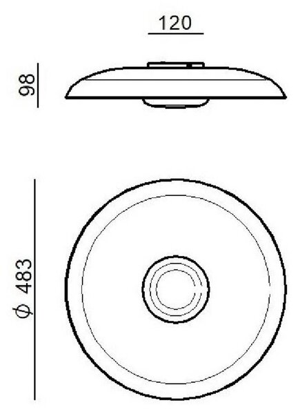 Linea Light LED stropní svítidlo Basin_P, bílé, kov, Ø 48 cm, stmívatelný, Bílá / opál, Obývací pokoj / jídelna, Hliník, Moderní