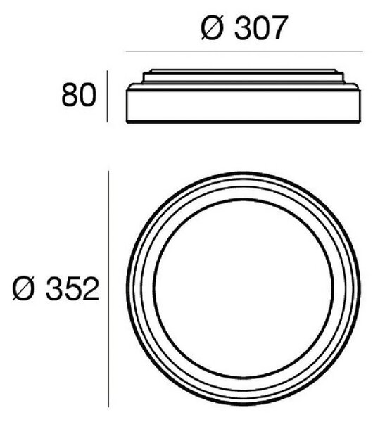 Linea Light LED nástěnné světlo Iside, bílé, kov, Ø 35 cm, IP40, stmívatelný, Bílá / opál, Obývací pokoj / jídelna, kov, Moderní