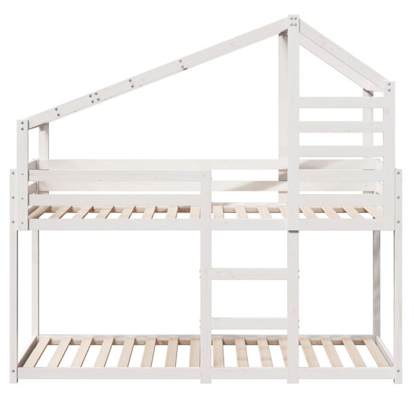 Patrová postel se střechou bílá 80x200 cm masivní borové dřevo 3281959
