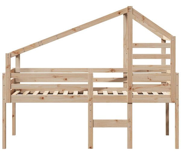 Patrová postel se střechou 80 x 200 cm masivní borové dřevo 3281974