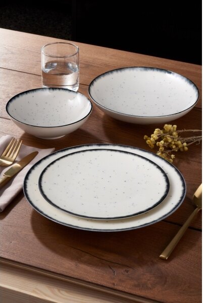 Jídelní sada 24 ks bílá/černá/porcelán