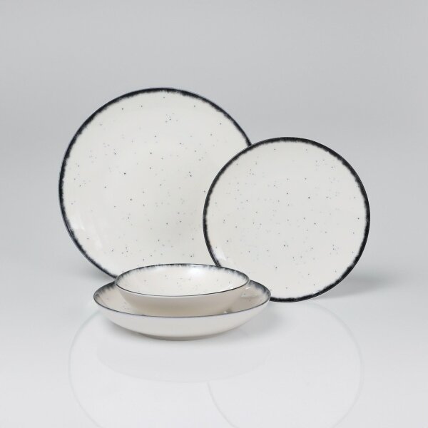 Jídelní sada 24 ks bílá/černá/porcelán