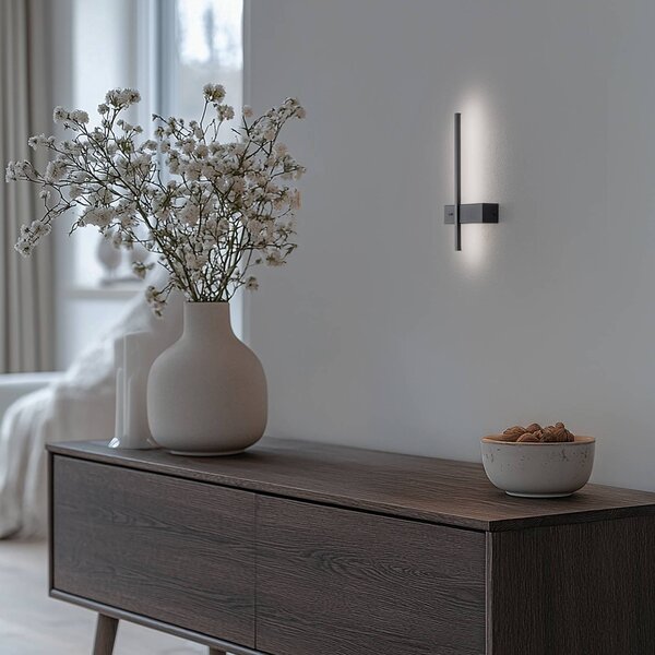 Milagro Lighting LED nástěnné světlo Vision, výška 30 cm, kov, černé, 3 000 K, Černá, Obývací pokoj / jídelna, kov, Moderní, Nástěnné svítidlo