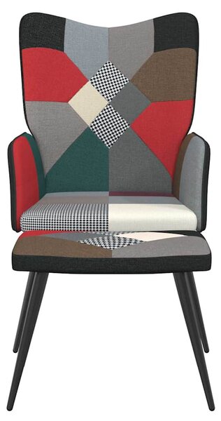 Relaxační křeslo se stoličkou patchwork textil 328198
