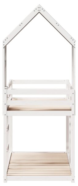 Patrová postel se střechou bílá 80x200 cm masivní borové dřevo 3281995