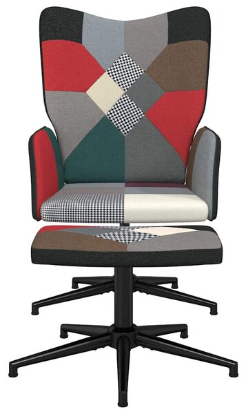 Relaxační křeslo se stoličkou patchwork textil 328200