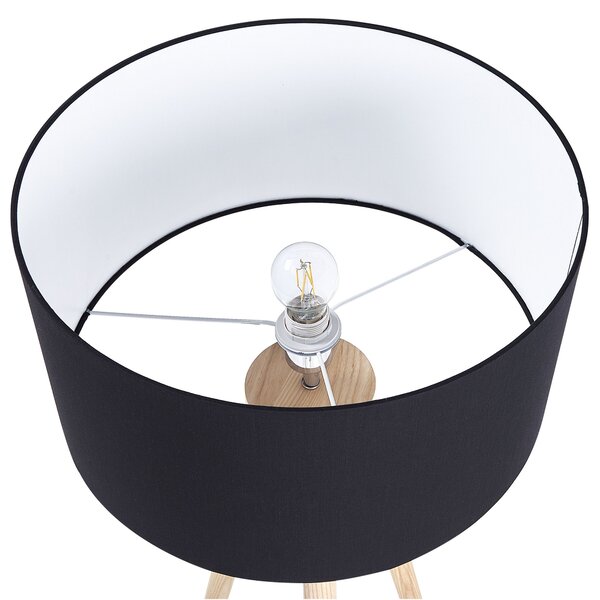 Stojací lampa NITRA Dubové dřevo Černá