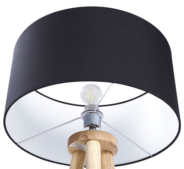 Stojací lampa NITRA Dubové dřevo Černá