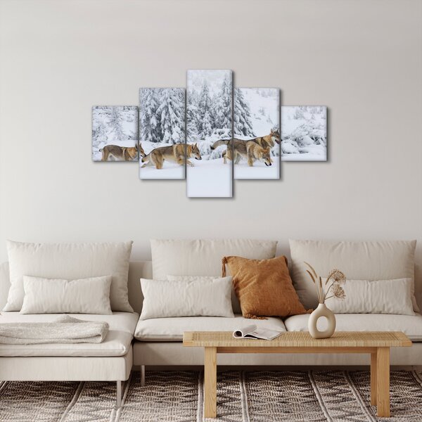 Obraz - Vlci v horách (125x70 cm)