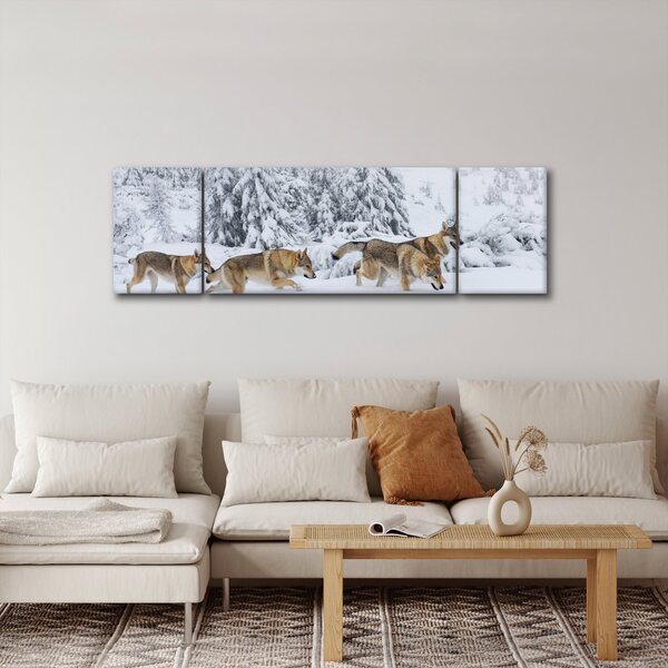 Obraz - Vlci v horách (170x50 cm)
