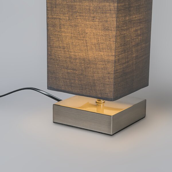 Moderní stolní lampa šedá s ocelí - Milo