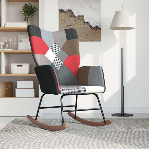 Houpací křeslo patchwork textil 328203