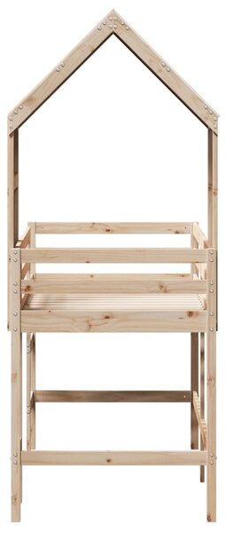 Patrová postel s žebříkem a střechou 80 x 200 cm borovice 3282028